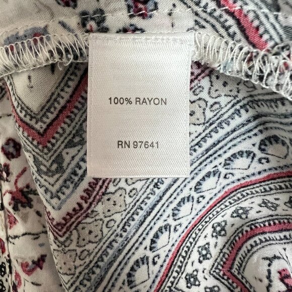 J Jill Blouse Top Womens 3X Red Blue Floral 3/4 Sleeve Button Back Slit High Low - Picture 8 of 9